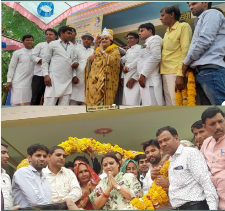 अधिकारी कर्मचारी सिकराय विधानसभा से केबिनेट मंत्री ममता भूपेश बैरवा का किया जोरदार स्वागत