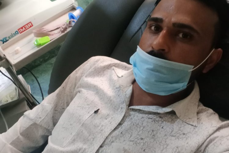 नो मोर पेन ग्रुप के सदस्य जितेंद्र कुमार मीणा ने अपना 11 वा रक्तदान किया