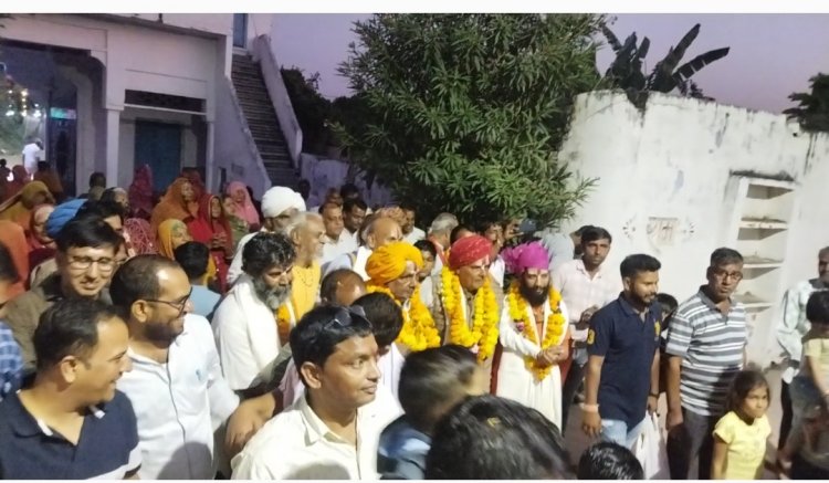 आठ माह बाद संत अनुज दास , रामसागर दास महाराज का मुंगाणा में आगमन पर भक्तो ने किया भव्य स्वागत