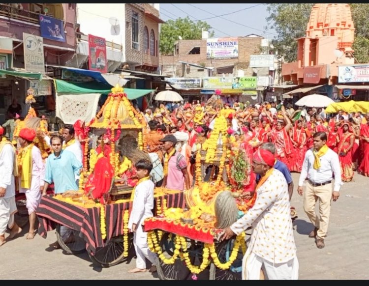 श्रीमद्भागवत कथा का शुभारंभ : नगर में निकाली कलश और शोभायात्रा , संत दिग्विजय रामजी महाराज करेंगे कथा वाचन