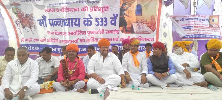 गुर्जर समुदाय द्वारा मां पन्नाधाय की 533 वी जयंती पर पुष्पांजलि समारोह पैनोरमा स्थल माताजी की पंडोली मे आयोजित किया गया।