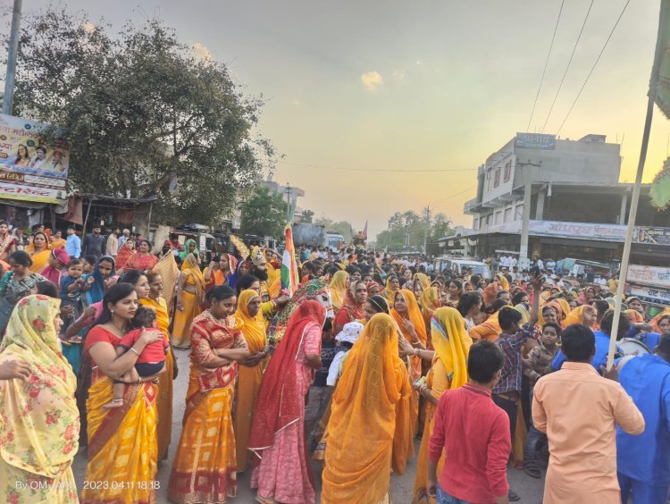 शम्भूपुरा कस्बे मे निकली शाम बाबा कि भव्य शोभायात्रा, जगह जगह हुआ स्वागत।