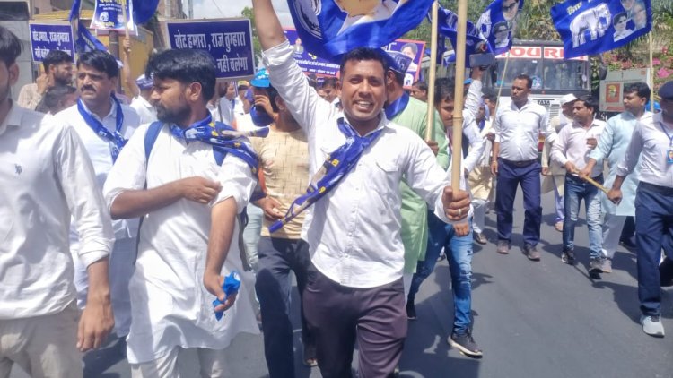 *बसपा का जयपुर में पुलिस कमिशरेट से राजभवन तक पैदल मार्च।*