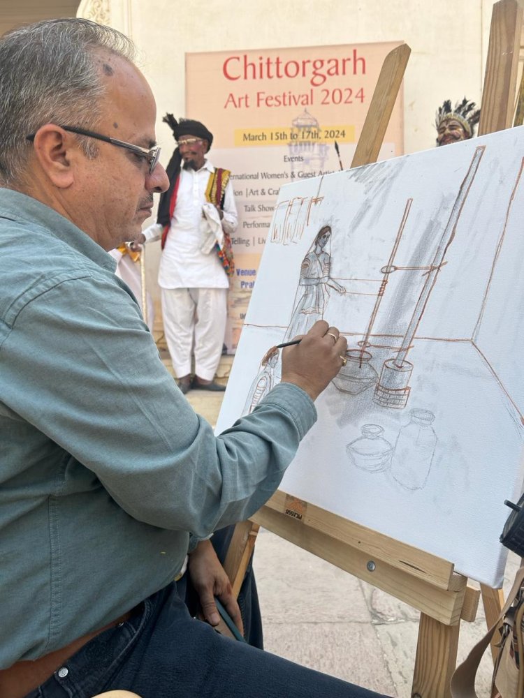 चित्तौड़गढ़ आर्ट फेस्टिवल में आर्ट परफॉर्मेंस से दिखाया महिला सशक्तिकरण