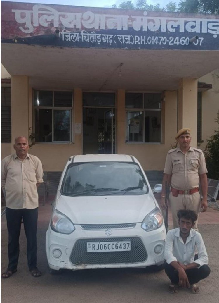 कार चोरी का आरोपी 24 घण्टो में गिरफतार चोरी की गई कार बरामद।