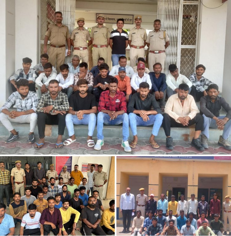 उदयपुर पुलिस का विशेष अभियान*         *750 पुलिसकर्मियों की 90 टीमों ने अपराधियों के खेमों में एक साथ दी दबिश*           *769 अपराधियों पर कार्रवाई कर 407 लोगों को किया गिरफ्तार, अवैध शराब व वाहन जब्त*