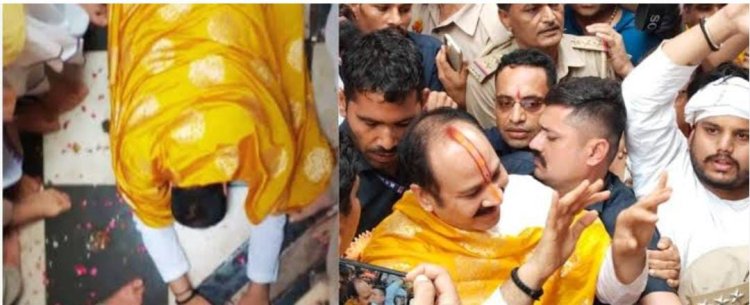 राधा-रानी विवाद- पं. प्रदीप मिश्रा ने नाक रगड़कर माफी मांगी:अचानक बरसाना पहुंचे; कृष्ण के बजाय किसी और को बताया था राधा का पति