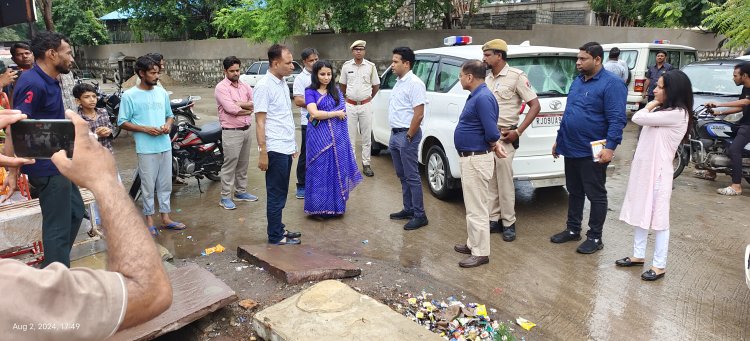 जिला कलक्टर ने चित्तौड़ शहर के जल भराव क्षेत्रों का दौरा किया
