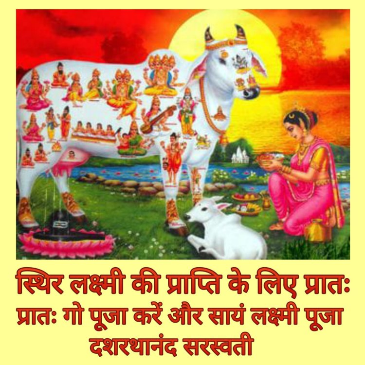स्थिर लक्ष्मी की प्राप्ति के लिए प्रातः गो पूजा करें और सायं लक्ष्मी पूजा - दशरथानंद सरस्वती